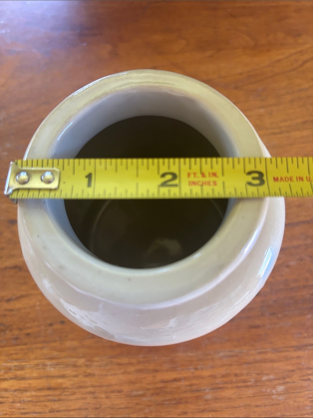 Vintage LAB-Langny French beige glazed pottery 4 3/4” mustard pot - Picture 9 of 9